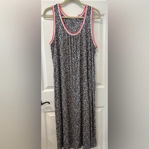 Sweet Treasures Women Large XL Maxi Lounge Dress Gray Microdots Comfort Stretch